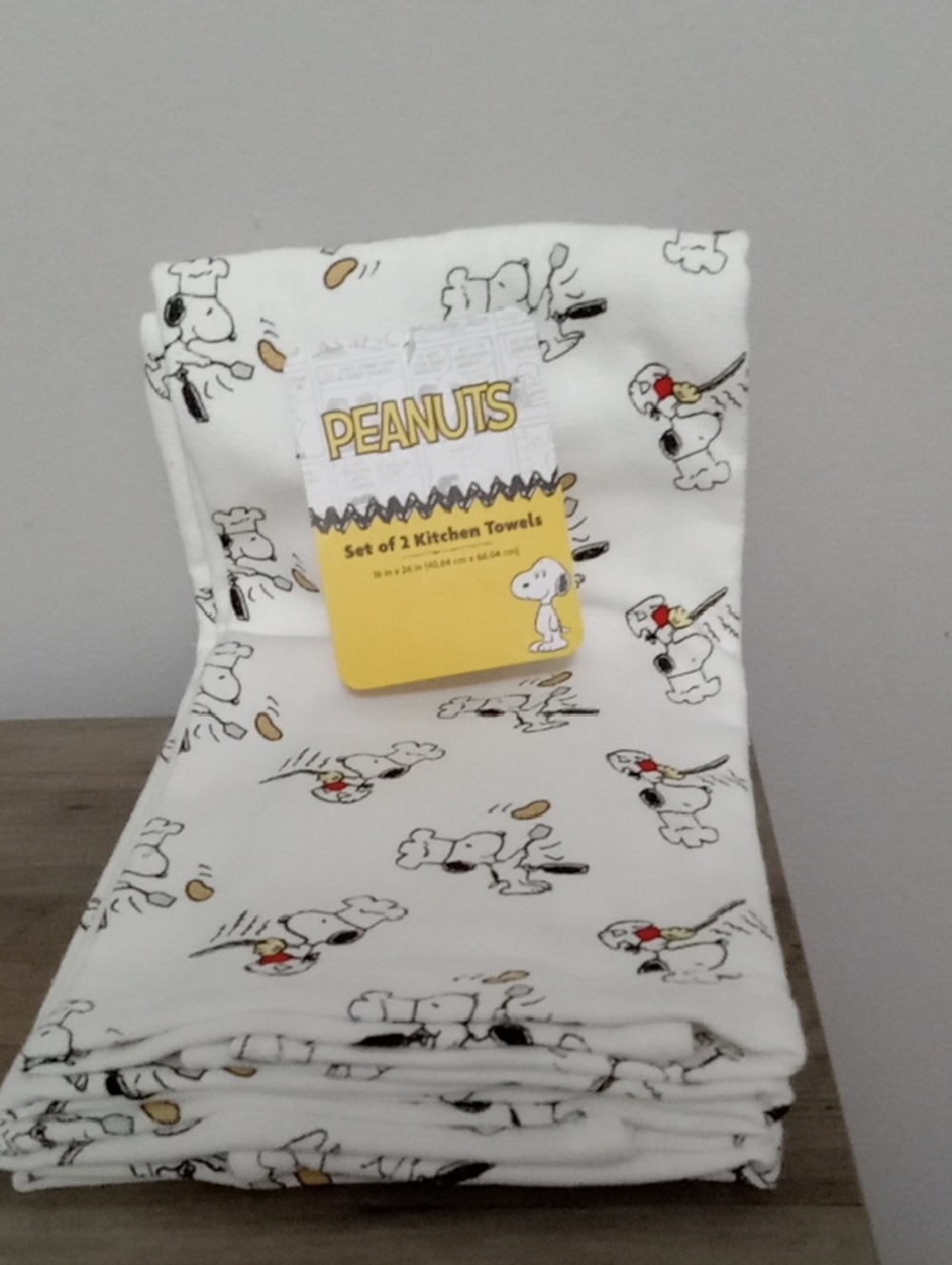 Peanuts Snoopy Kitchen Towels - White with Black & Yellow Accents